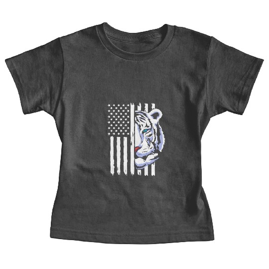 4th Of July American Flag White Tiger Baby Tees