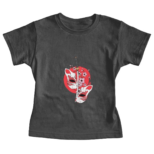 Kitsune mask Japanese sword Katana Japanese Baby Tees