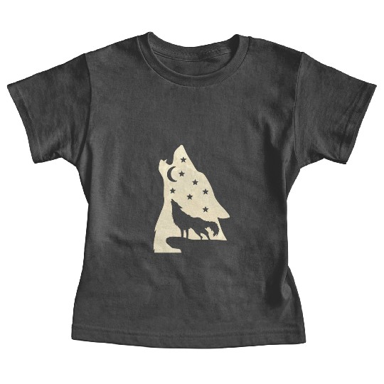 Wolf silhouette howling wolf moonlight Baby Tees