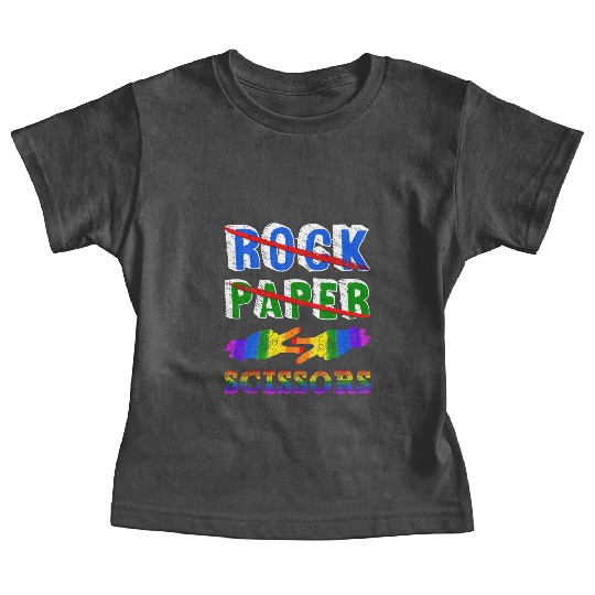 Rock Paper Scissors Lesbian Couple LGBTQ Pride Mon Baby Tees