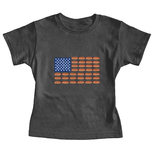 Hot Dog American Flag Patriotic Baby Tees