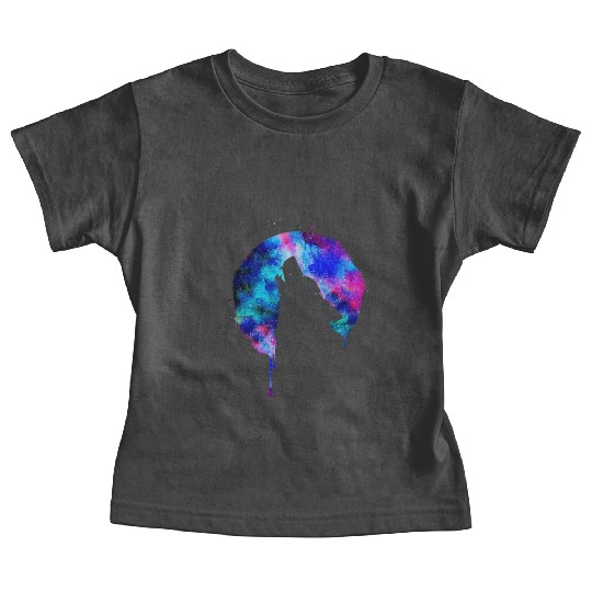 Howling wolf full moon wolves galaxy stars sky Baby Tees