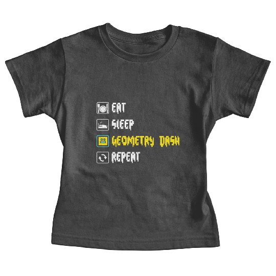 Eat sleep geometry dash repeat retro Jumper Repeat Baby Tees