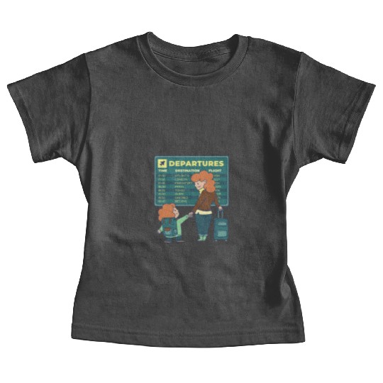 Airport Departures Flight Mom and Son traveling Ai Baby Tees