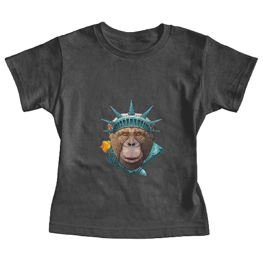 Statue Of Liberty Chimpanzee 4th Of July Animal US Baby Tees