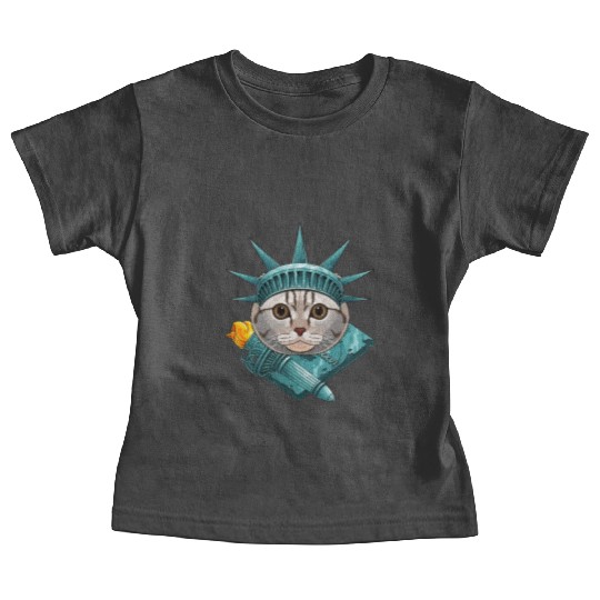 Statue Of Liberty Scottish Fold 4th Of July Cat US Baby Tees