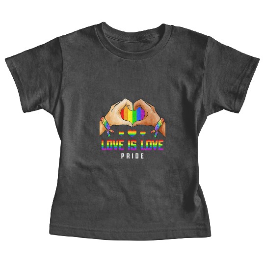 Love Is Love Gay Lesbian Pride LGBT Rainbow Heart Baby Tees