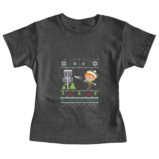 Ugly Disc Golf Christmas Baby Tees Elf Playing Frolf