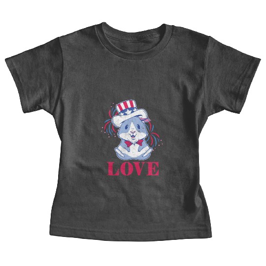 Love America American Pig Guinea USA 4th Of July Baby Tees