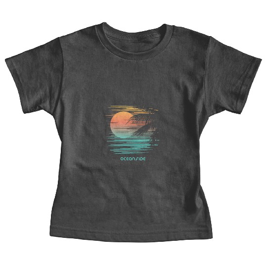 Artistic Oceanside California Palm Tree Vacation Baby Tees