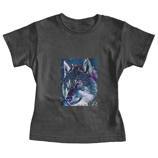 Cut Out Sticker Of Wolf In Midnight Baby Tees