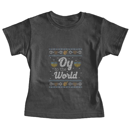 Funny Hanukkah Oy To The World Baby Tees