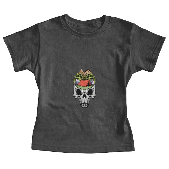 Camper Campsite Skull Skeleton Head Camp Camping Baby Tees