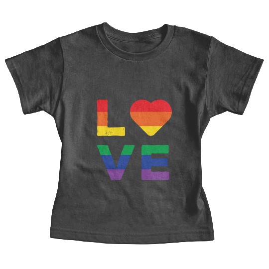 LGBT LOVE Rainbow Heart Gay Lesbian Equality Gift Baby Tees