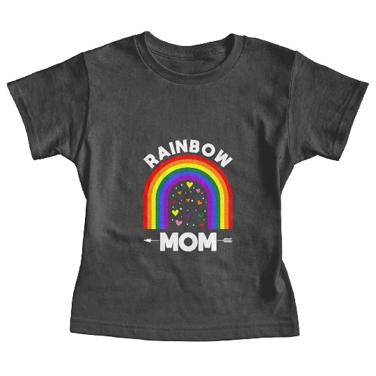 Rainbow Proud Mom Colorful Heart LGBTQ Baby Tees