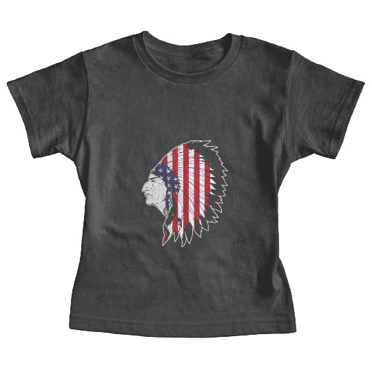 US Flag Native American Chief Traditional Indian Baby Tees