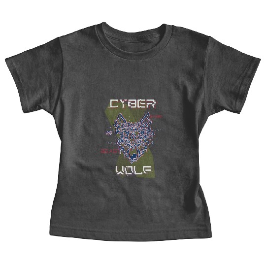 Cyber Wolf Glitch Baby Tees