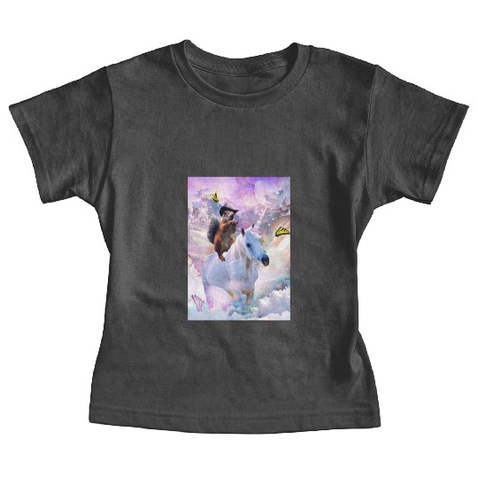 HEY, Cowboy Squirrel Riding Unicorn In Space Baby Tees