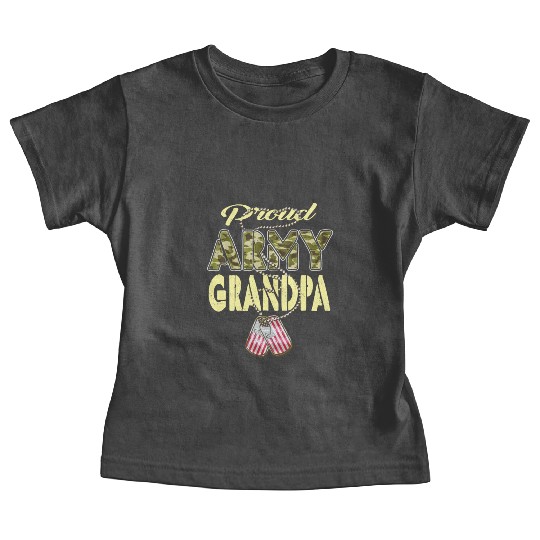 Proud Army Grandpa Camo Us Dog Tag Military Grandf Baby Tees