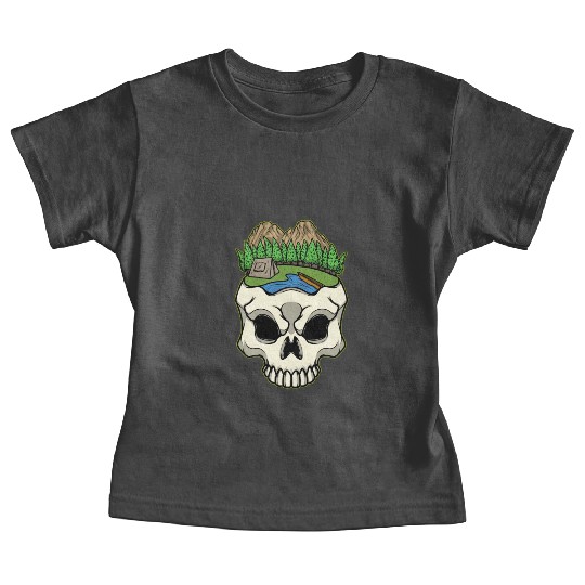 Skeleton Head Camp Campsite Camper Camping Baby Tees