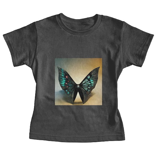 Black and Cyan Metal Butterfly Baby Tees