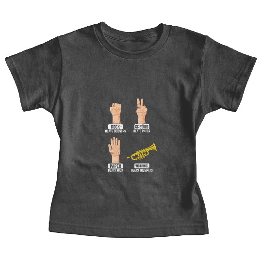Rock Paper Scissors Nothing Beats Trumpets Trumpet Baby Tees