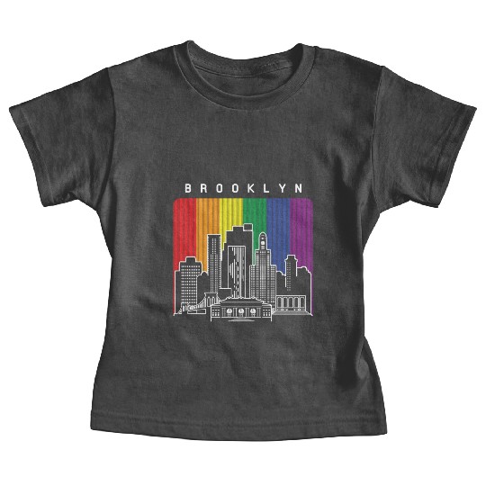 Brooklyn New York Skyline Rainbow Flag Baby Tees