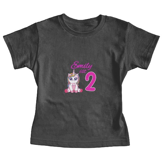 Children's Birthday Party 2 Years Girl Name Emily Baby Tees