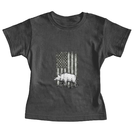 Patriotic Wild Boar Hunting Season For Hog Baby Tees