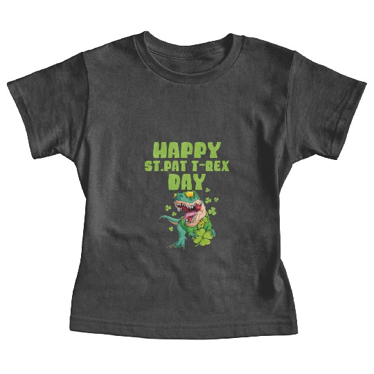 Kids Happy St Pat Trex Day Dino St Patrick Toddler Baby Tees