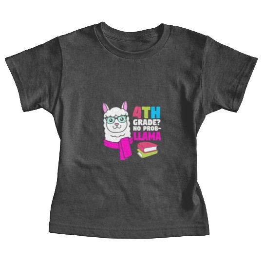 Funny Llama Back To School 4th Grade No Prob Llama Baby Tees