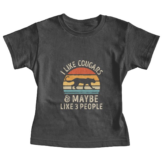 I Like Cougars and Maybe 3 People Retro Sunset Vin Baby Tees