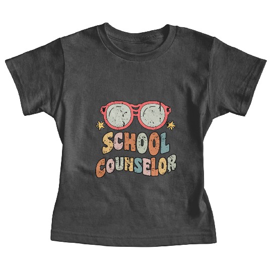 School Counselor Groovy Retro Baby Tees