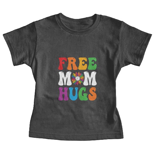 Free Mom Hugs Sunflower Rainbow LGBT Lesbian Gay Baby Tees