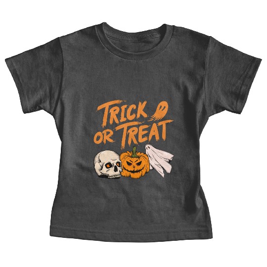 Halloween scary pumpkin head, skull and ghost Baby Tees