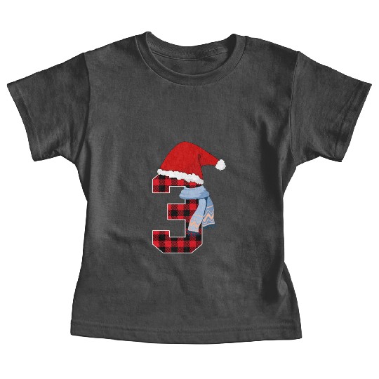 Number 3 Christmas Graphic 3 Year Old Kids Xmas Baby Tees