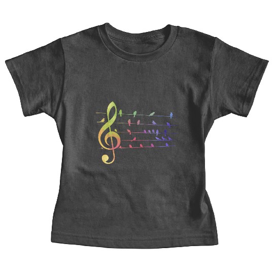 Colorful Birds Musical Notes Music Teacher Baby Tees