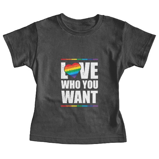 LGBT Love Who You Want Gay Pride Rainbow Heart Baby Tees