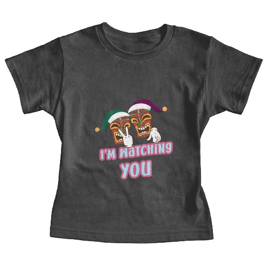 I'm Watching You Christmas In July Surfing Santa C Baby Tees