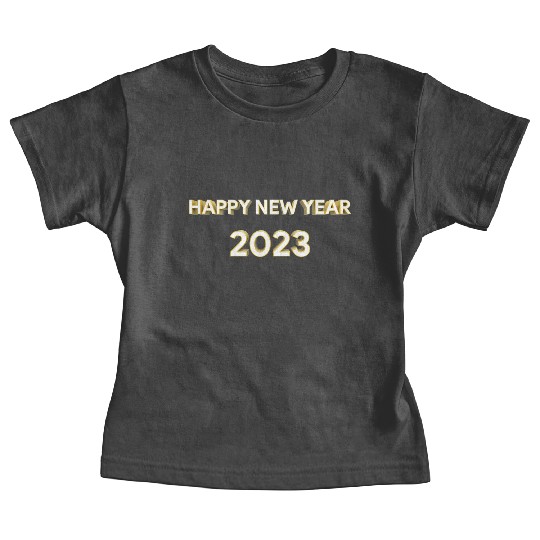 Happy New Year 2023 Background Gold Text Design Baby Tees