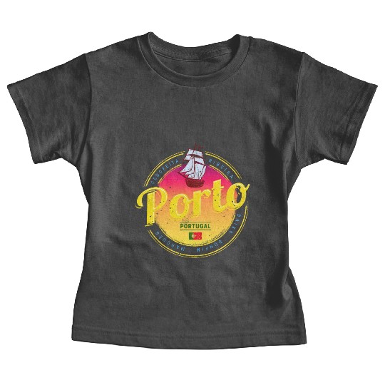 Porto in Portugal Ship Retro Sunset Vintage Baby Tees