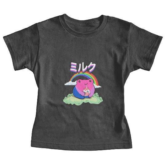 Kawaii Frog Strawberry Milk Bisexual Pride Flag Baby Tees