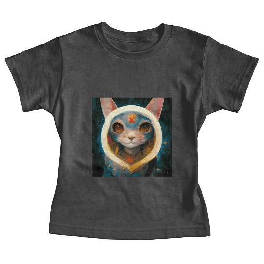 Realistic cat in space painting Baby Tees