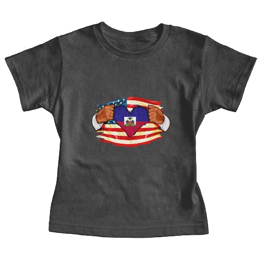 Haitians Who Live in America Haiti Flag Baby Tees