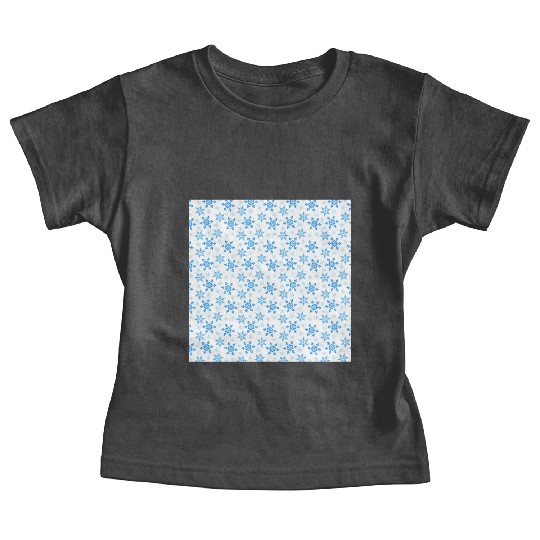 Modern Snowflakes Pattern White Blue Baby Tees