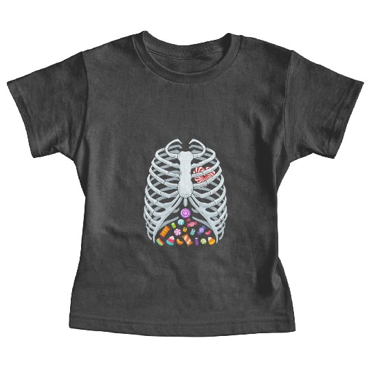 Funny Candy Skeleton Rib Cage Halloween Costume Baby Tees