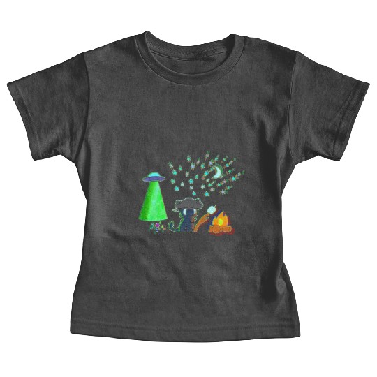Trick or Treat - Alien Camping Kitten Baby Tees