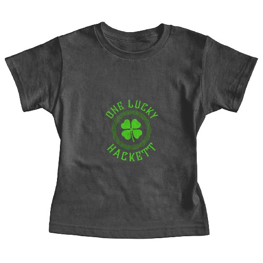 One Lucky Hackett Irish Family Four Leaf Clover Baby Tees
