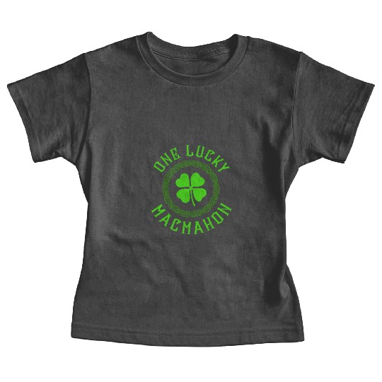 One Lucky MacMahon Irish Family Four Leaf Clover Baby Tees
