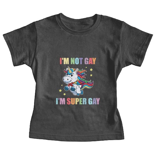 LGBT Funny Rainbow Unicorn Super Gay Lesbian Pride Baby Tees